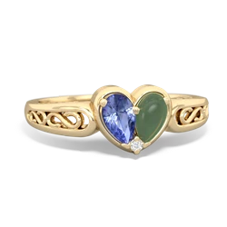 Tanzanite Filligree 'One Heart' 14K Yellow Gold ring R5070