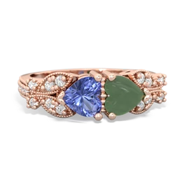 Tanzanite Diamond Butterflies 14K Rose Gold ring R5601