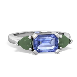 Tanzanite Three Stone 14K White Gold ring R5235