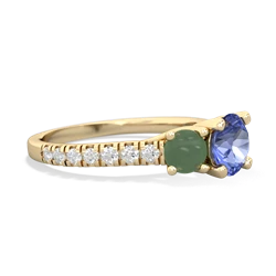 Tanzanite Pave Trellis 14K Yellow Gold ring R5500