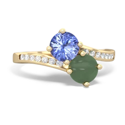 Tanzanite Channel Set Two Stone 14K Yellow Gold ring R5303