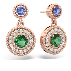 Tanzanite Halo Dangle 14K Rose Gold earrings E5319