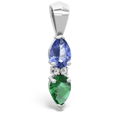 Tanzanite Bowtie Drop 14K White Gold pendant P0865