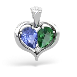 Tanzanite Two Become One 14K White Gold pendant P5330