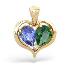 Tanzanite Two Become One 14K Yellow Gold pendant P5330