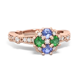 Tanzanite Sparkling Tiara Cluster 14K Rose Gold ring R26293RD