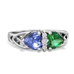 Tanzanite Celtic Knot Double Heart 14K White Gold ring R5040