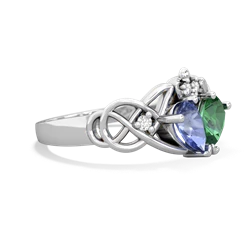 Tanzanite 'One Heart' Celtic Knot Claddagh 14K White Gold ring R5322