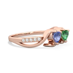 Tanzanite Side By Side 14K Rose Gold ring R3090