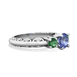 Tanzanite Art Deco Eternal Embrace Engagement 14K White Gold ring C2003