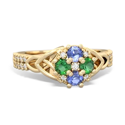 Tanzanite Celtic Knot Cluster Engagement 14K Yellow Gold ring R26443RD