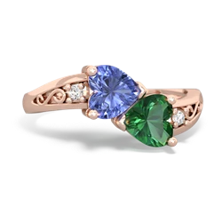 Tanzanite Snuggling Hearts 14K Rose Gold ring R2178