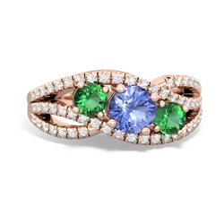 Tanzanite Three Stone Aurora 14K Rose Gold ring R3080