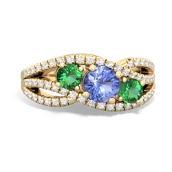 Tanzanite Three Stone Aurora 14K Yellow Gold ring R3080