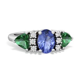 Tanzanite Antique Style Three Stone 14K White Gold ring R2186