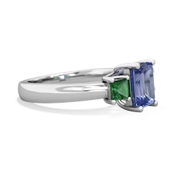 Tanzanite Three Stone Emerald-Cut Trellis 14K White Gold ring R4021