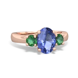 Tanzanite Three Stone Oval Trellis 14K Rose Gold ring R4024