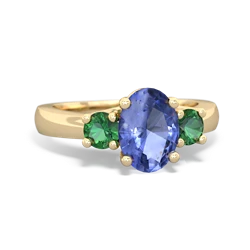 Tanzanite Three Stone Oval Trellis 14K Yellow Gold ring R4024