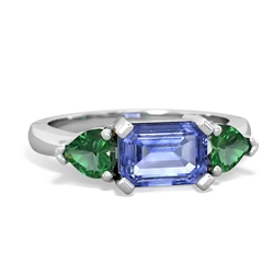 Tanzanite Three Stone 14K White Gold ring R5235