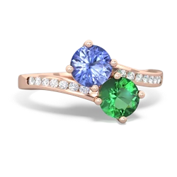 Tanzanite Channel Set Two Stone 14K Rose Gold ring R5303