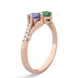 Tanzanite Infinity Pave Two Stone 14K Rose Gold ring R5285