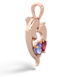 Tanzanite Dolphin Heart 14K Rose Gold pendant P5820