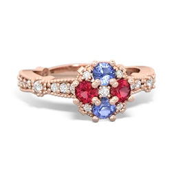 Tanzanite Sparkling Tiara Cluster 14K Rose Gold ring R26293RD