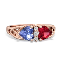 Tanzanite Celtic Knot Double Heart 14K Rose Gold ring R5040