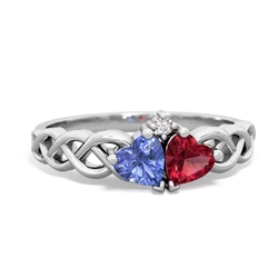 Tanzanite Heart To Heart Braid 14K White Gold ring R5870