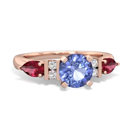 Tanzanite 6Mm Round Eternal Embrace Engagement 14K Rose Gold ring R2005