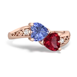 Tanzanite Snuggling Hearts 14K Rose Gold ring R2178