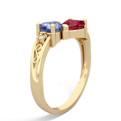 Tanzanite Snuggling Hearts 14K Yellow Gold ring R2178