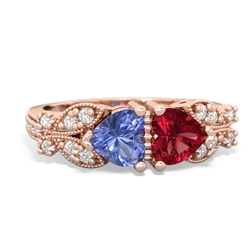 Tanzanite Diamond Butterflies 14K Rose Gold ring R5601