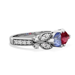 Tanzanite Diamond Butterflies 14K White Gold ring R5601