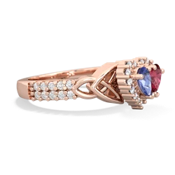 Tanzanite Celtic Knot Two Hearts As One 14K Rose Gold ring R2644HRT