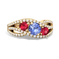 Tanzanite Three Stone Aurora 14K Yellow Gold ring R3080