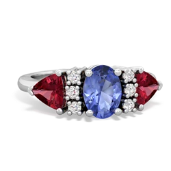 Tanzanite Antique Style Three Stone 14K White Gold ring R2186