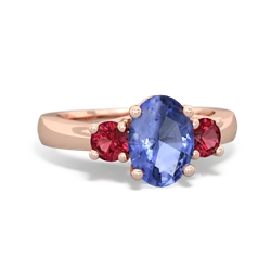 Tanzanite Three Stone Oval Trellis 14K Rose Gold ring R4024