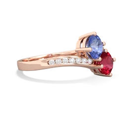 Tanzanite Channel Set Two Stone 14K Rose Gold ring R5303