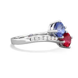 Tanzanite Channel Set Two Stone 14K White Gold ring R5303