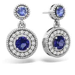 Tanzanite Halo Dangle 14K White Gold earrings E5319