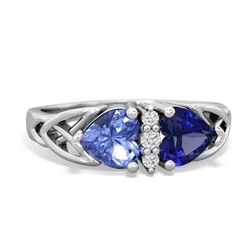 Tanzanite Celtic Knot Double Heart 14K White Gold ring R5040