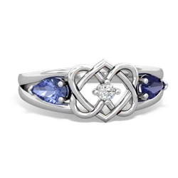 Tanzanite Hearts Intertwined 14K White Gold ring R5880