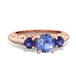 Tanzanite Art Deco Eternal Embrace Engagement 14K Rose Gold ring C2003