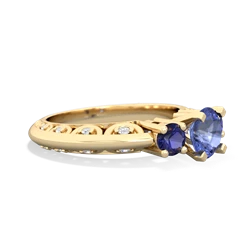 Tanzanite Art Deco Eternal Embrace Engagement 14K Yellow Gold ring C2003