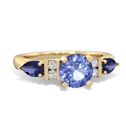 Tanzanite 6Mm Round Eternal Embrace Engagement 14K Yellow Gold ring R2005