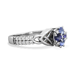 Tanzanite Celtic Knot Cluster Engagement 14K White Gold ring R26443RD