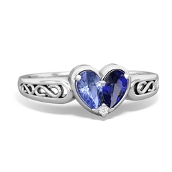 Tanzanite Filligree 'One Heart' 14K White Gold ring R5070