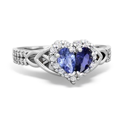 Tanzanite Celtic Knot Two Hearts As One 14K White Gold ring R2644HRT