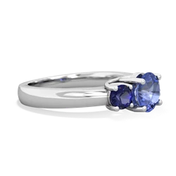 Tanzanite Three Stone Round Trellis 14K White Gold ring R4018